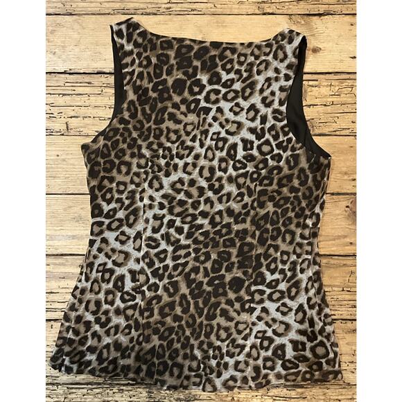 ANN TAYLOR Womens Size 6 Leopard Print Sleeveless Blouse - Picture 2 of 5